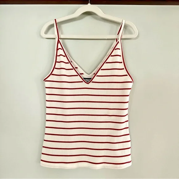 Reformation Red & White Striped Ribbed Tank Top | Size S - Picture 3 of 7